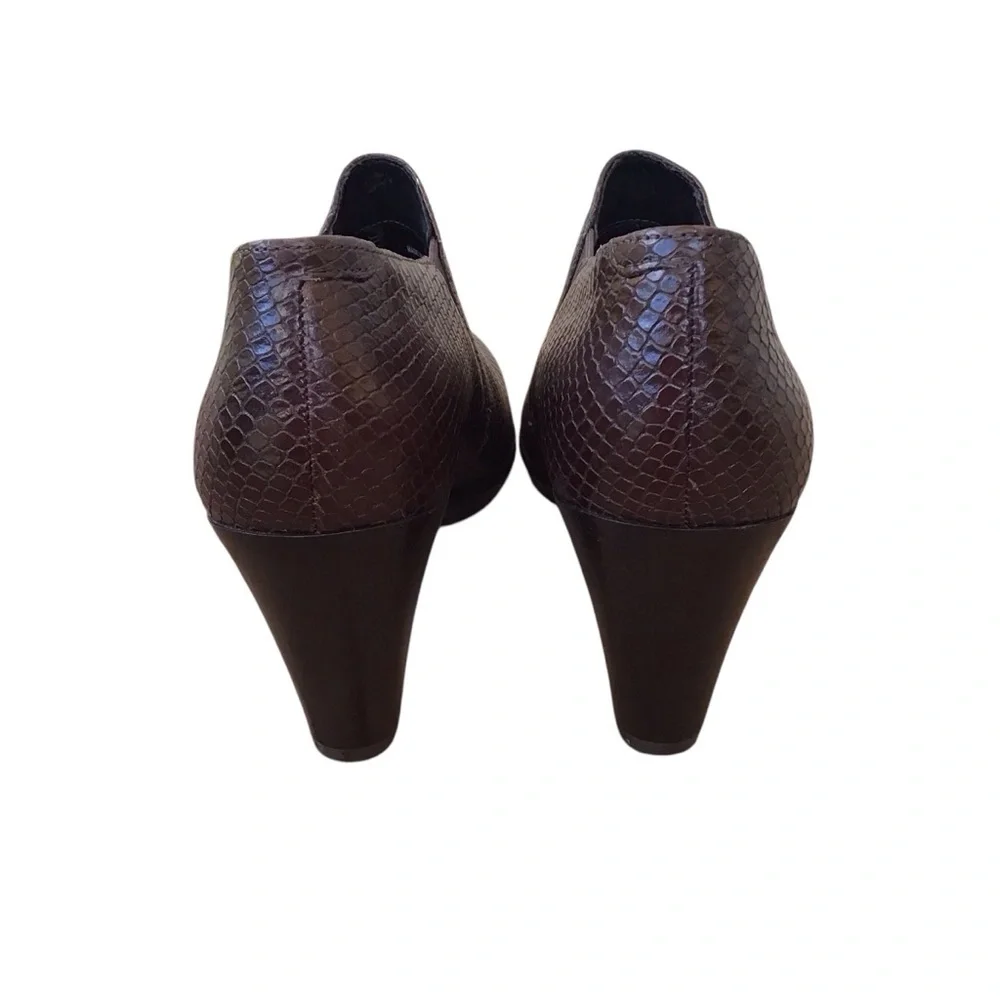 Ecco Shape 55 Plateau Stack Bootie Platform Brown Pump Size 39